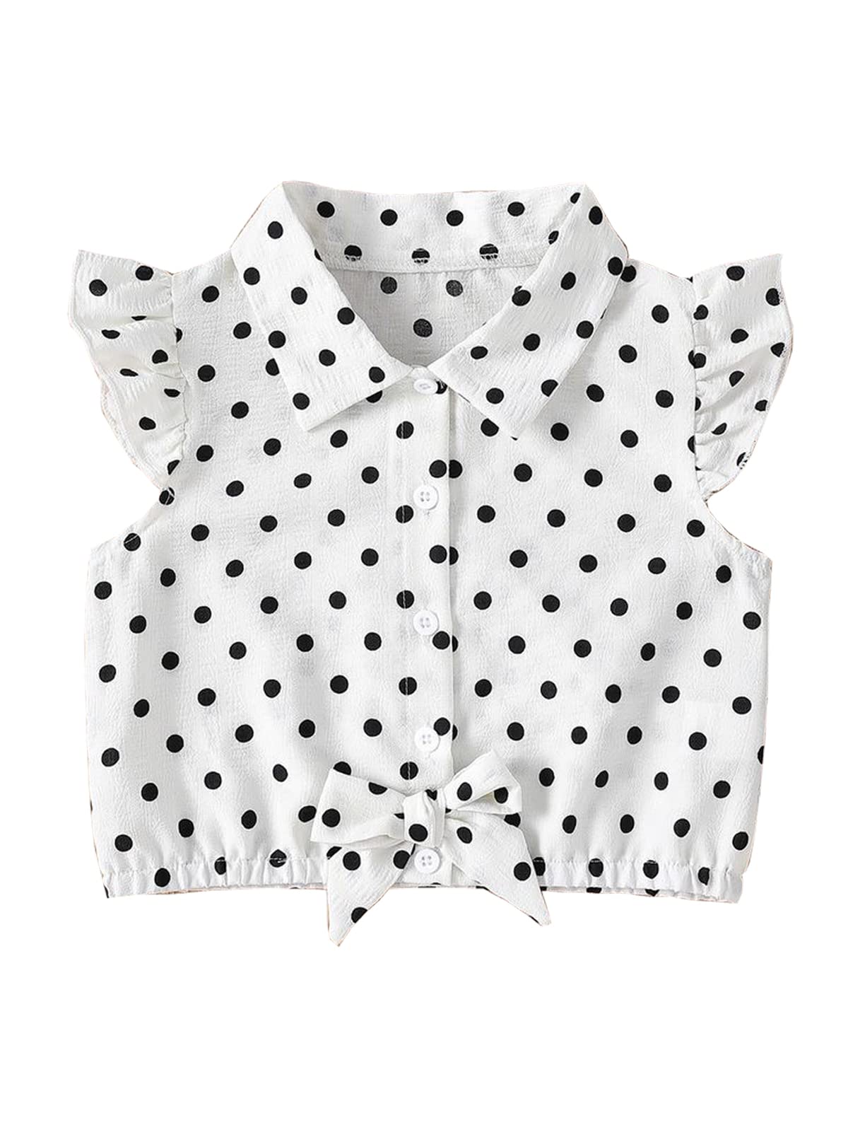 JULLY Girls Polka Dot Print Casual Wear Shirt (Black & White)
