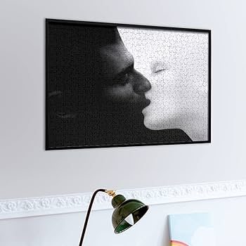 Amazon.co.jp: ジグソーパズル 白黒 キス カップル 陰陽 300ピース