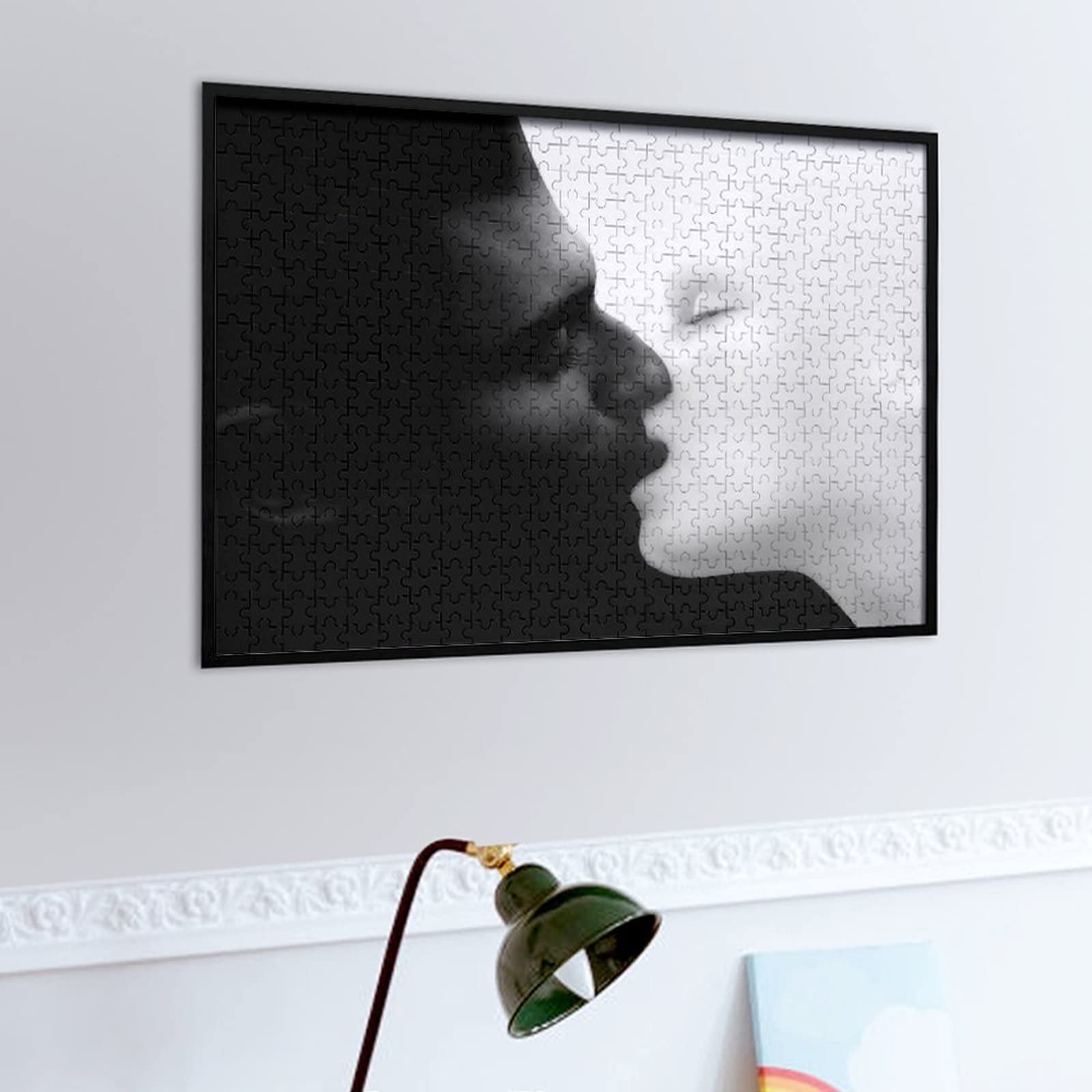 Amazon.co.jp: ジグソーパズル 白黒 キス カップル 陰陽 300ピース