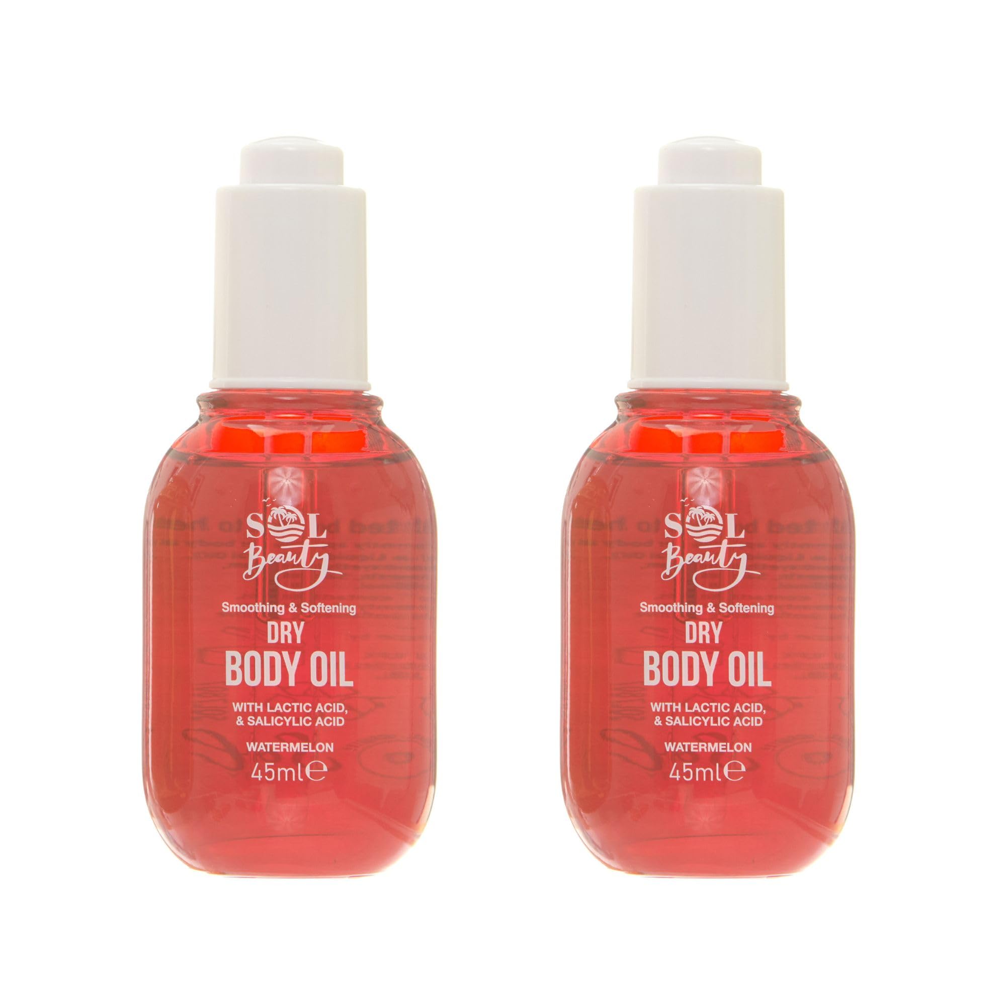 Dry Body Oil Watermelon Scent, Helps Hydrate and Soften Skin, Vegan Friendly Light Moisturiser 2 x 45ml