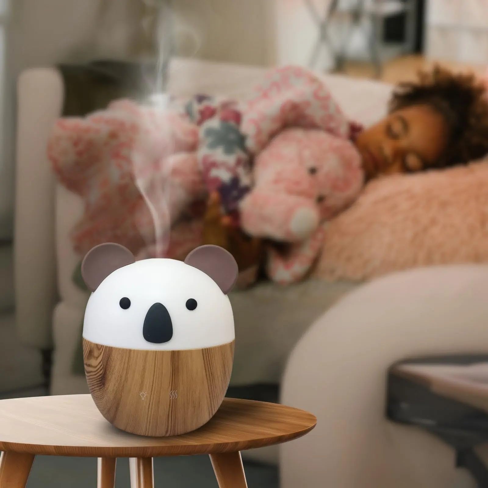 Zen'Aroma Dyfuzor olejków eterycznych Woofie, ultradźwiękowy dyfuzor do aromaterapii na zimno, elektryczny USB, 2 tryby dyfuzji, automatyczne wyłączanie, oświetlenie LED, cichy i kompaktowy