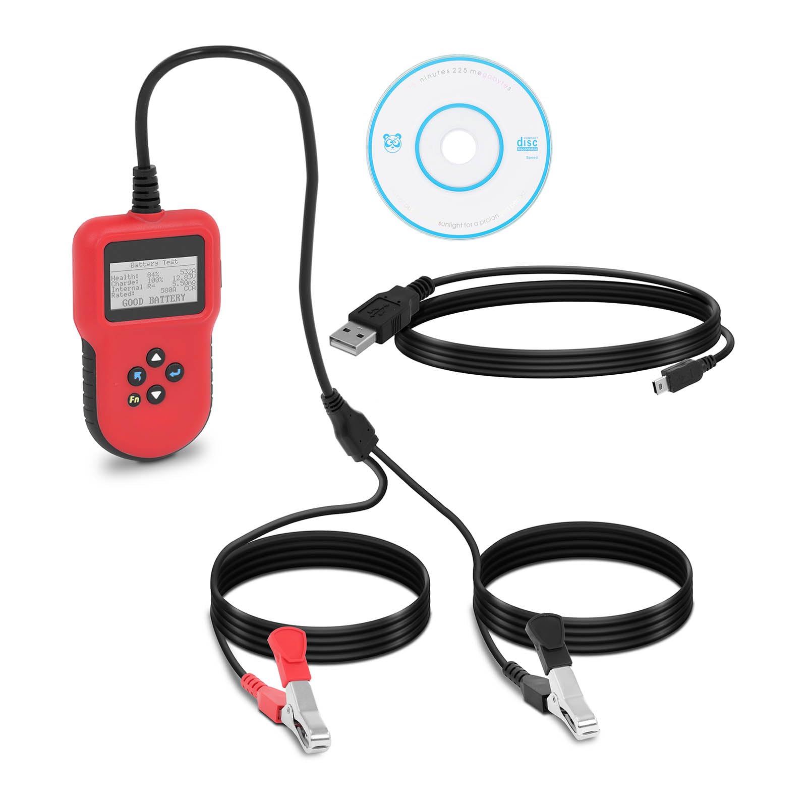 MSW Tester digitale per batteria auto 12 V/24 V LCD 5 s tempo di prova 2 pulsanti di avvio rapido, protezione multilingue contro cortocircuito e inversione di polarità moto tester batteria auto