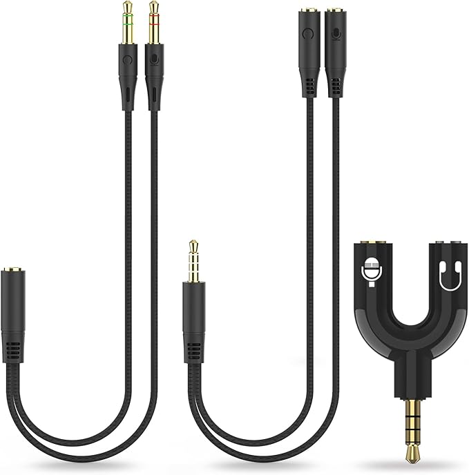 sovunis Headphone Splitter Adapter, 3in1 Pack 3.5mm Male
