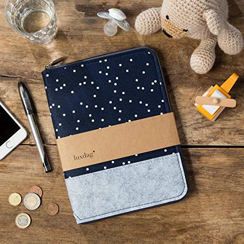 luxdag Mom’s Organizer A5 mit Reißverschluss aus Filz (Farbe & Motiv wählbar) - Hülle für Mutterpass, U-Heft, Ultraschallbilder & Impfpass - Geschenk für werdende Mütter