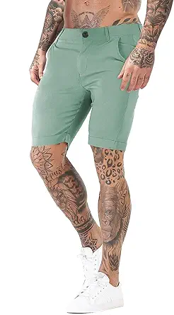GINGTTO Mens Slim Fit Shorts 9" Inseam Stretch Chino Short Pants