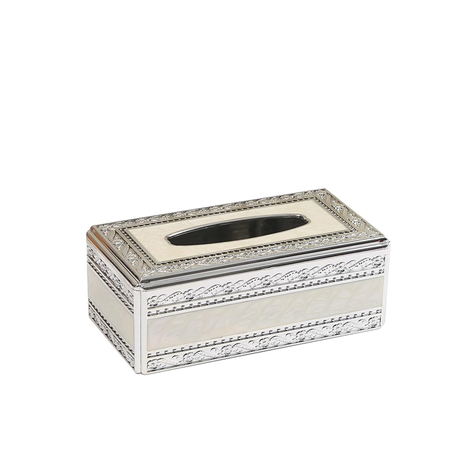 Portarrollos Decorativos Caja de pañuelos Dorada Europea, Soporte Decorativo Rectangular, servilleta Papel acrílico Artículos para el hogar(White)