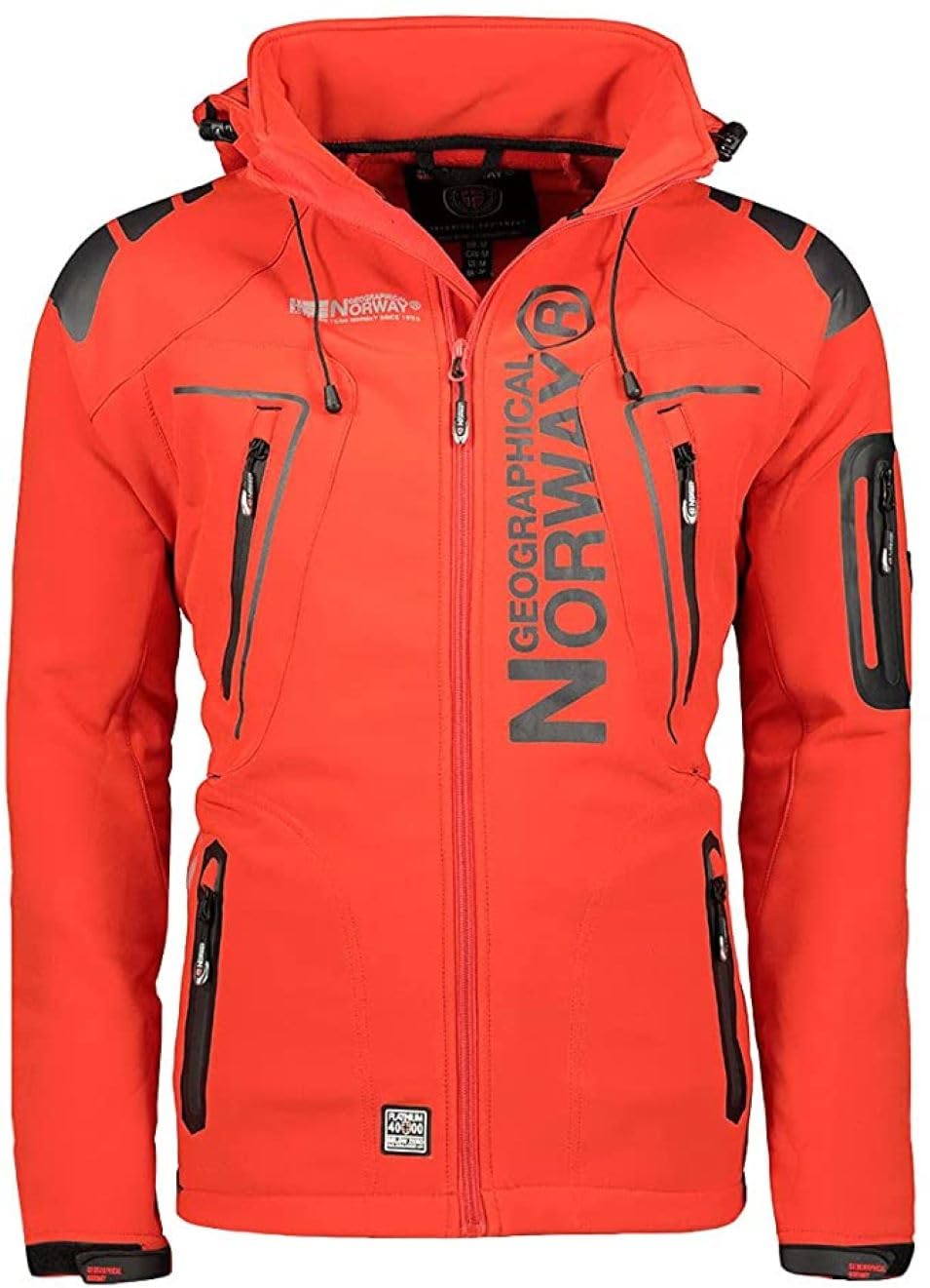 Geographical Norway Men's Red Softshell Functional Outdoor Jacket Water-Repellent Softshell Jacket Waterproof Jacket With Hood Outdoor Jacket Outdoor Rain Jacket Sport Brandiing- Production, M
