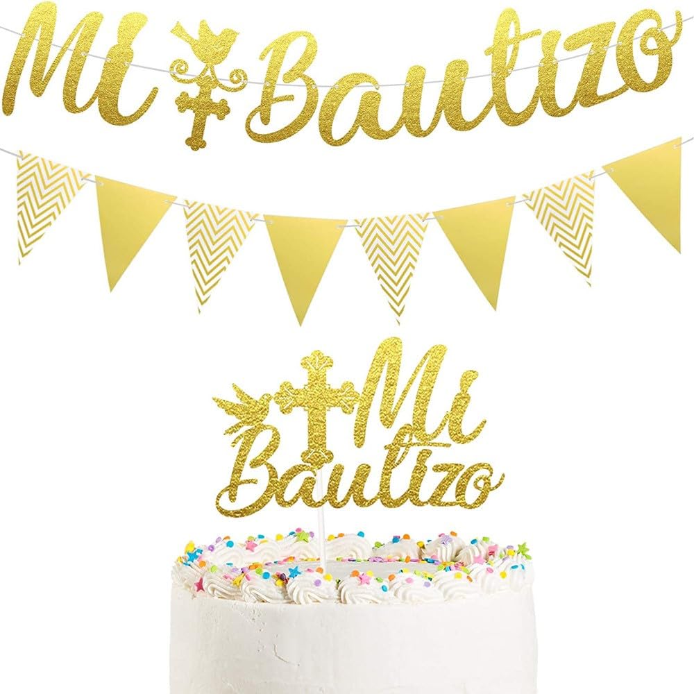 Christening Decorations for Boys Christening Banner, Baptism Cake Topper - Image 2