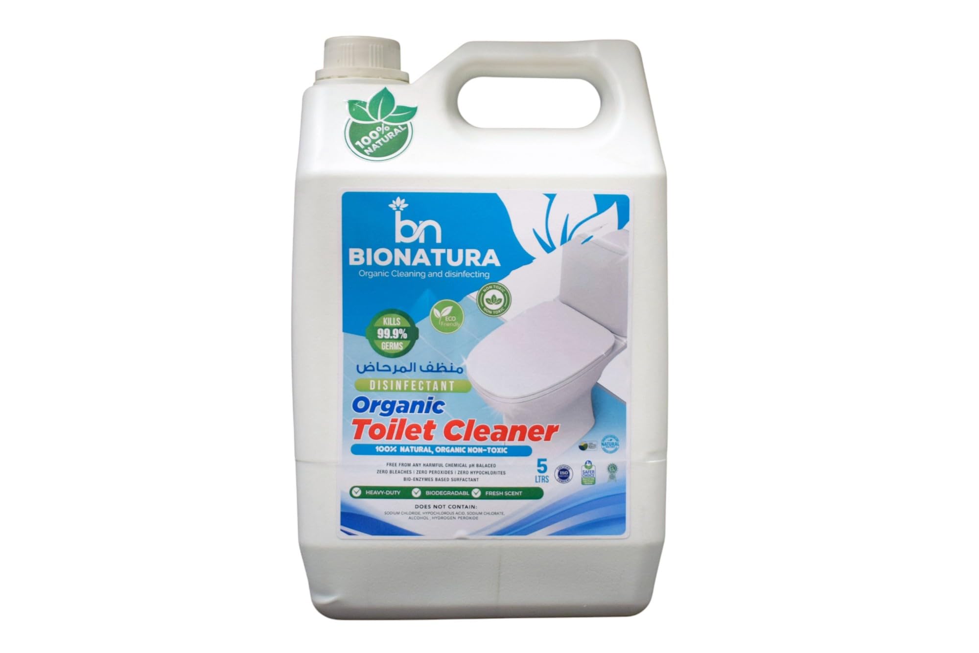 Organic Toilet Cleaner & Disinfectant – 5 Litres – Eco-Friendly, Non-Toxic, Harsh Chemical Free, Fresh Scent, Kills Germs & Removes Stains, Biodegradable, Safe for Septic Tanks & Bathrooms