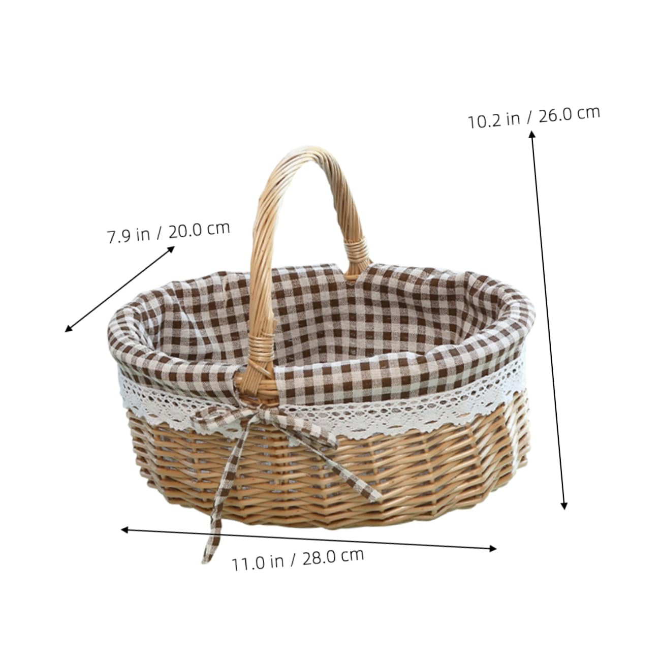PRETYZOOM Cesta De De Ratán Ideal Para Frutas Verduras Pan Almacenamiento De y Picnic Diseño De Cuadros