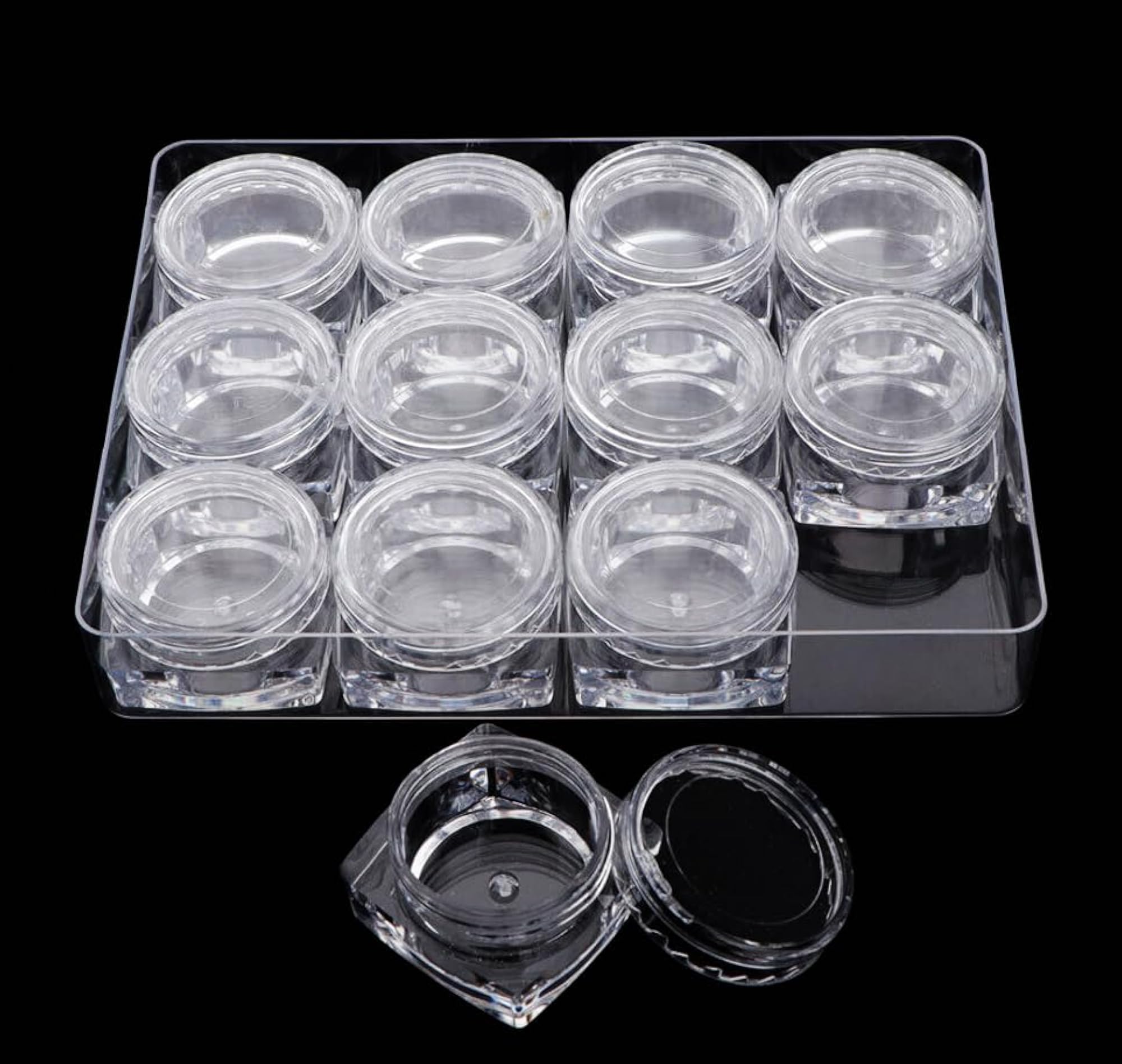 Empty Square 3g/ml Transparent Cosmetic Containers, Pack of 12