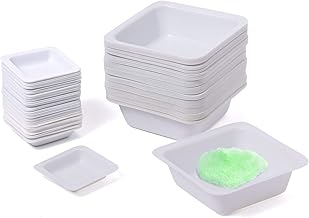 Young4us 7ml 100ml Weigh Boat Set, 100 Pack Small & Large Lab Weighing Dishes for Measuring, Storing, Mixing Powders & Liquids with Easy Pour Design Disposable Mini Plastic Square Dish Scale Tray