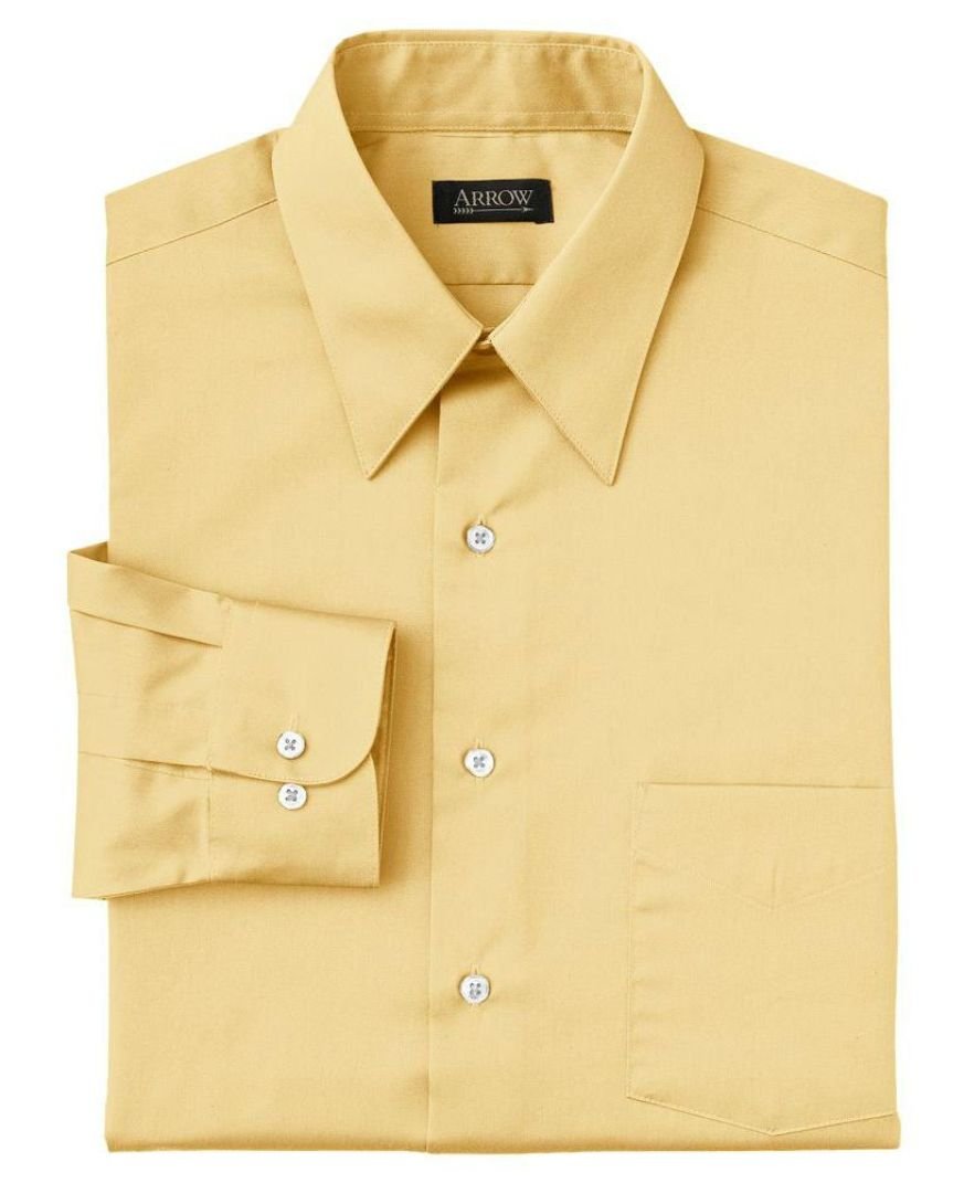 Arrow Mens Classic Fit Sateen Point Collar Dress Shirt Yellow | Desertcart  Belize