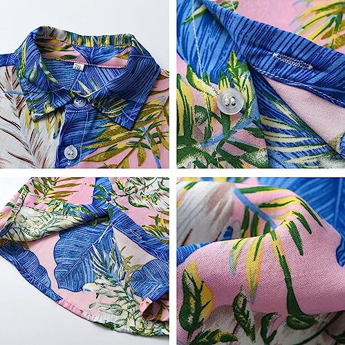 Image of Toddler Baby Boy Summer Clothes Set Floral Shirt Bow-tie Shorts Hawaiian Outfit