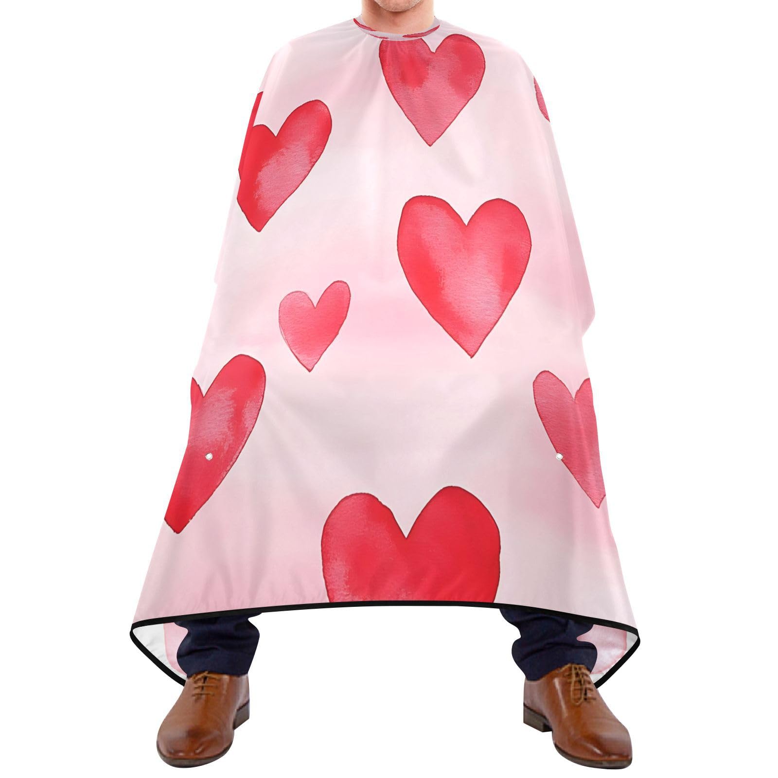 BOESI Watercolor Heart Pattern Barber Shawl, Waterproof Haircut Shawl, Haircut Salon Apron, Shaving Bib, 55 x 65 inches