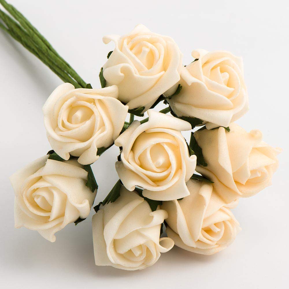 Italian Options Colourfast Artificial Foam Rose Flowers Wedding Bouquet, 3cm, Cream