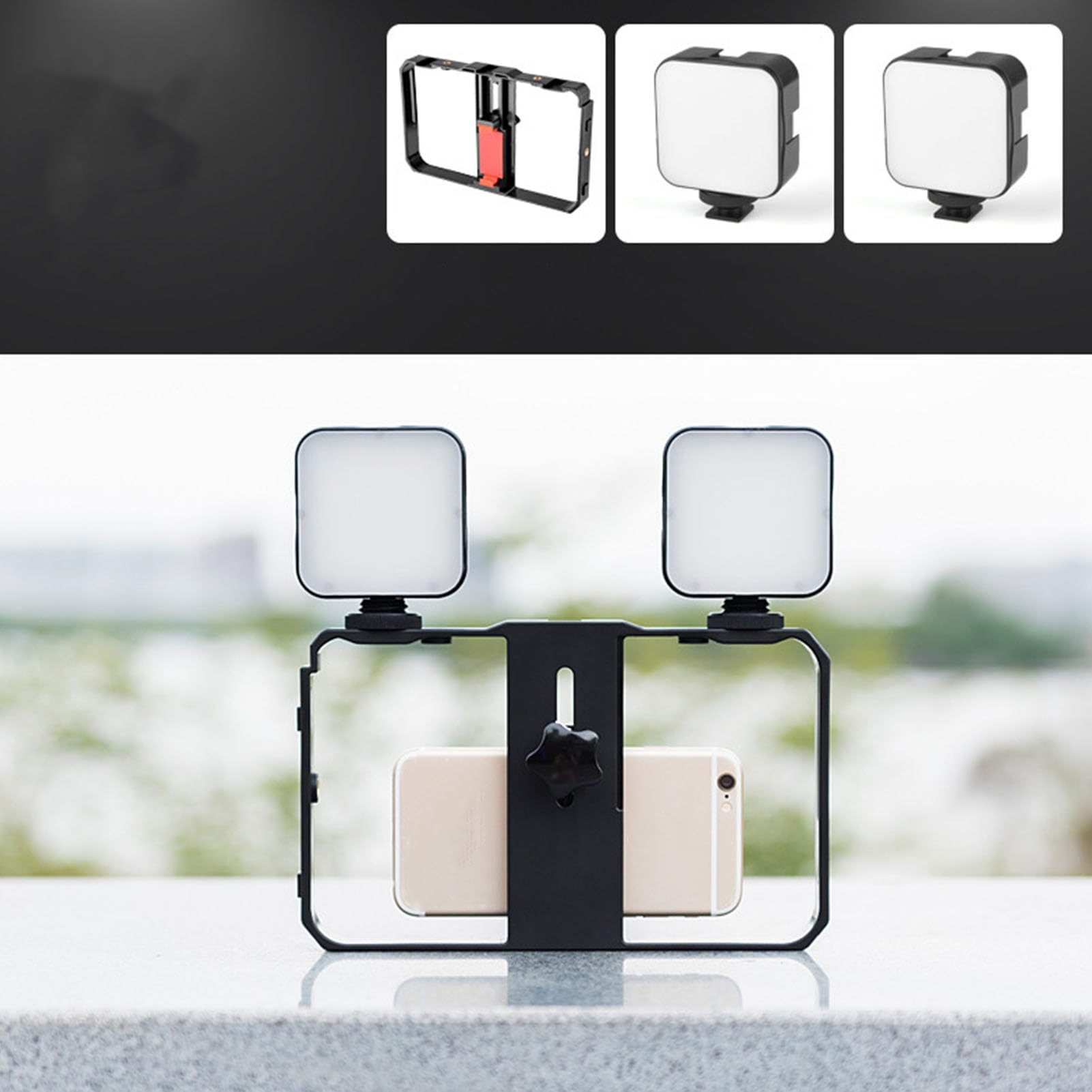 Kit Attrezzatura Video per Telefono, Kit Video Tutto incon Microfono con Copertura Antivento Fill Light, Kit per Vlogging per Attrezzatura Telefonica per Registrazione Dal Vivo,