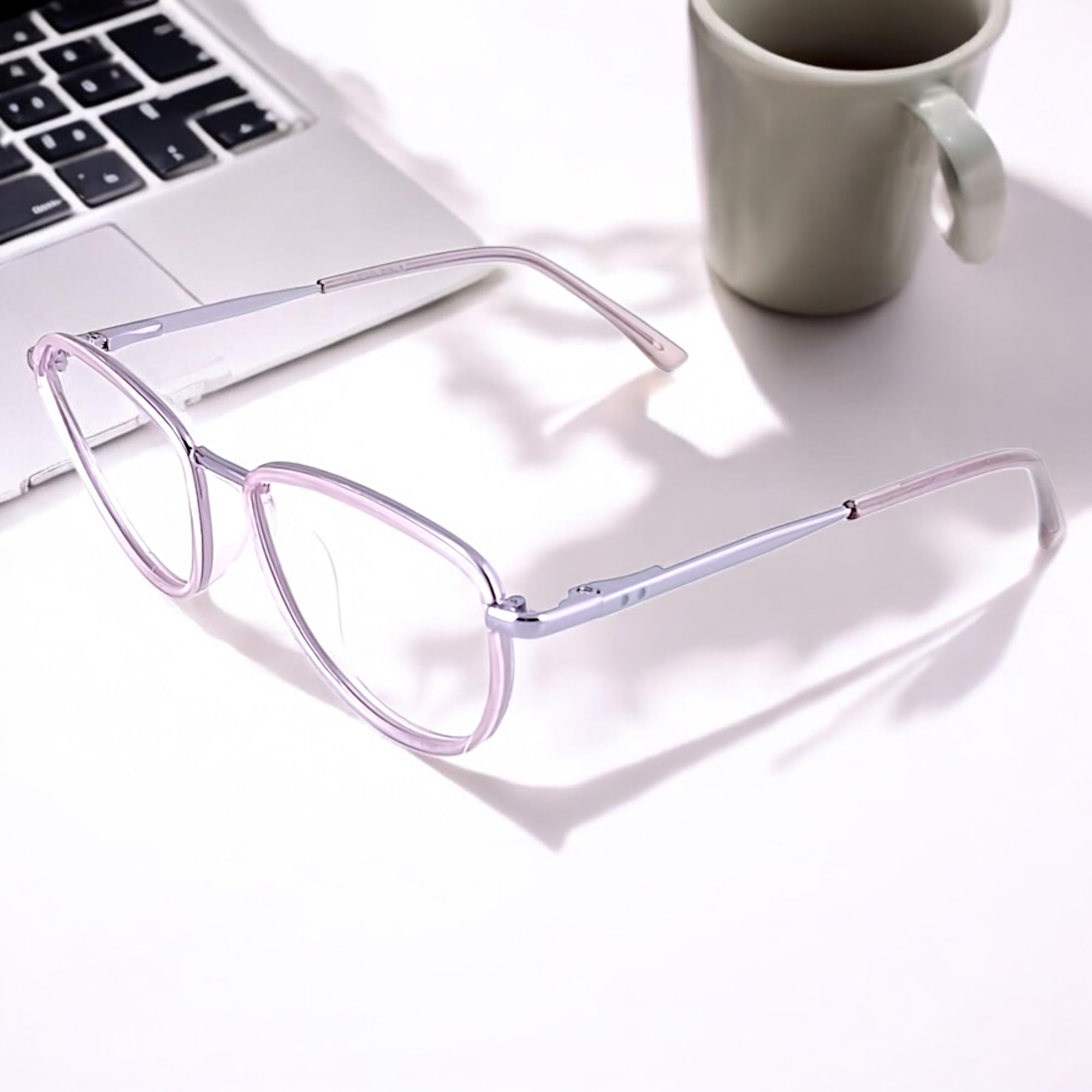 Redex Stylish Light Weight Full rim Cat-Eye Frame For girls (Purple) - Image 2 thumbnail