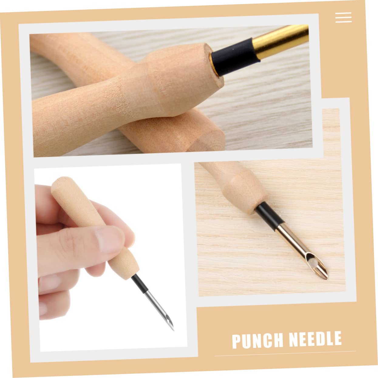 NUOBESTY 15 STK Stempel Stempel Sticknadel Stickerei-Nadelstift Sticknadeln Nadel-Kit Stricknadeln Embroidery Needle Stanznadel Nähnadeln Stickzubehör Punch-Needle-Kit für Anfänger Holz