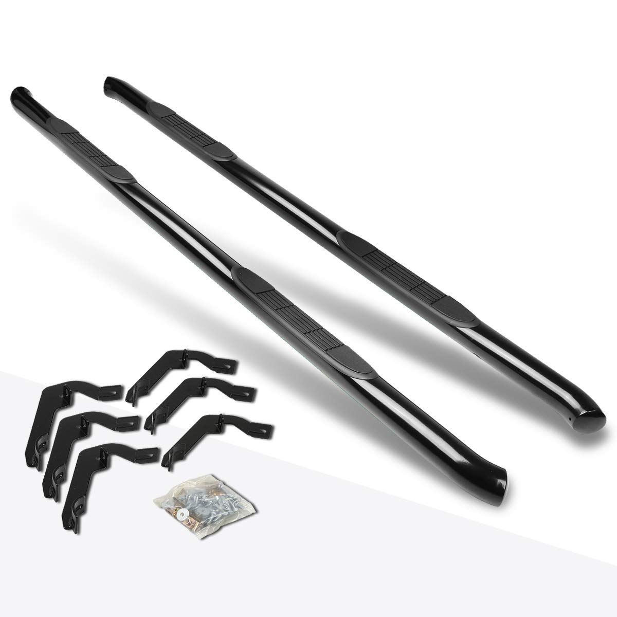 3 Inch Black Round Nerf Bars Side Steps Running Boards Compatible with 07-19 Silverado Sierra Extended Cab ?Pair?