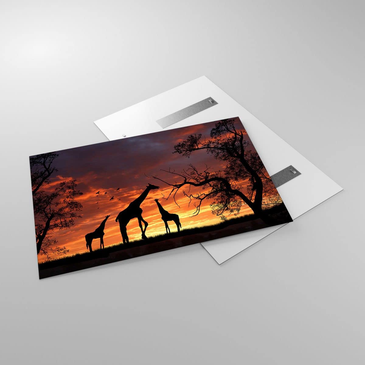 Tulup 100x50cm Tableau sur verre de sécurité:- Paysage - Girafes Dans