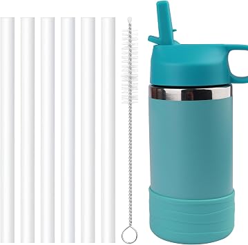 Reusable Replacement Straws Compatible with Hydro Flask Wide Mouth 12oz Kids Water Caps-6 Pack BPA Free Straws and Pack Straw Brush