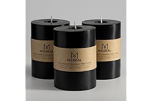 3" x 4" Black Pillar Candle, Set of 3
