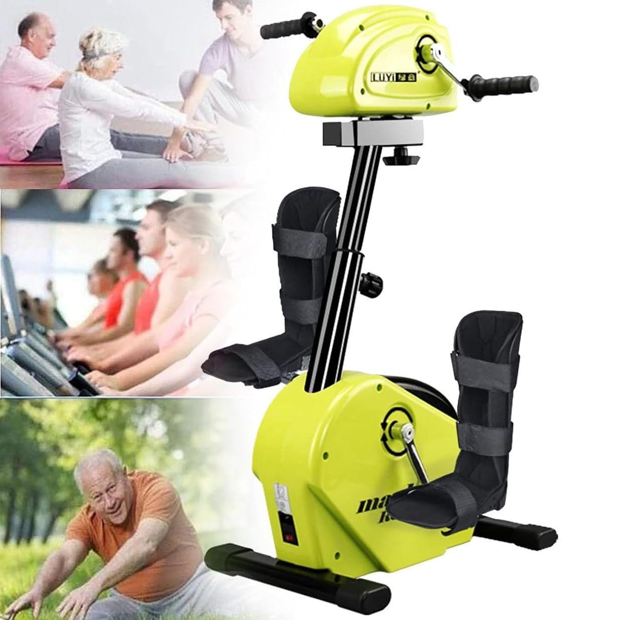 Przenośny trenażer pedałów, mini sprzęt rehabilitacyjny rowerowy dla osób starszych, rower treningowy do ćwiczeń ramion i nóg, regulowany opór udaru