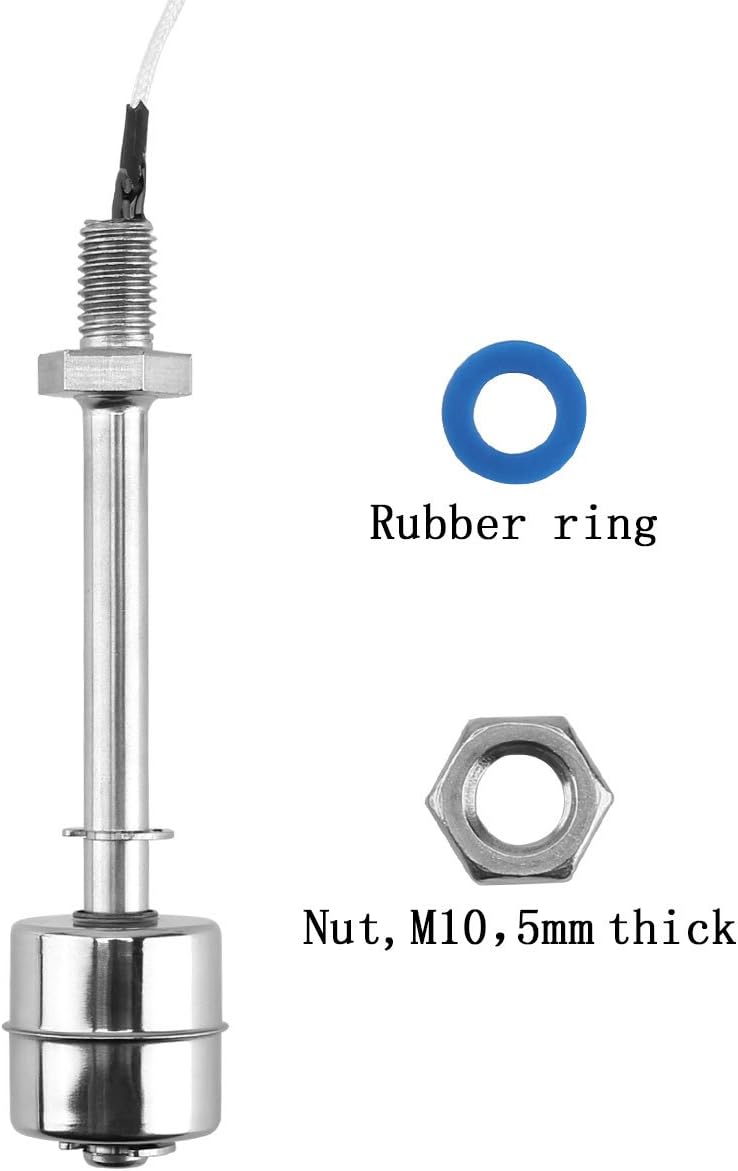 4" Float Switch Stainless Steel Tank Water Level Sensor 110V ES10010 Wire Length 12inch