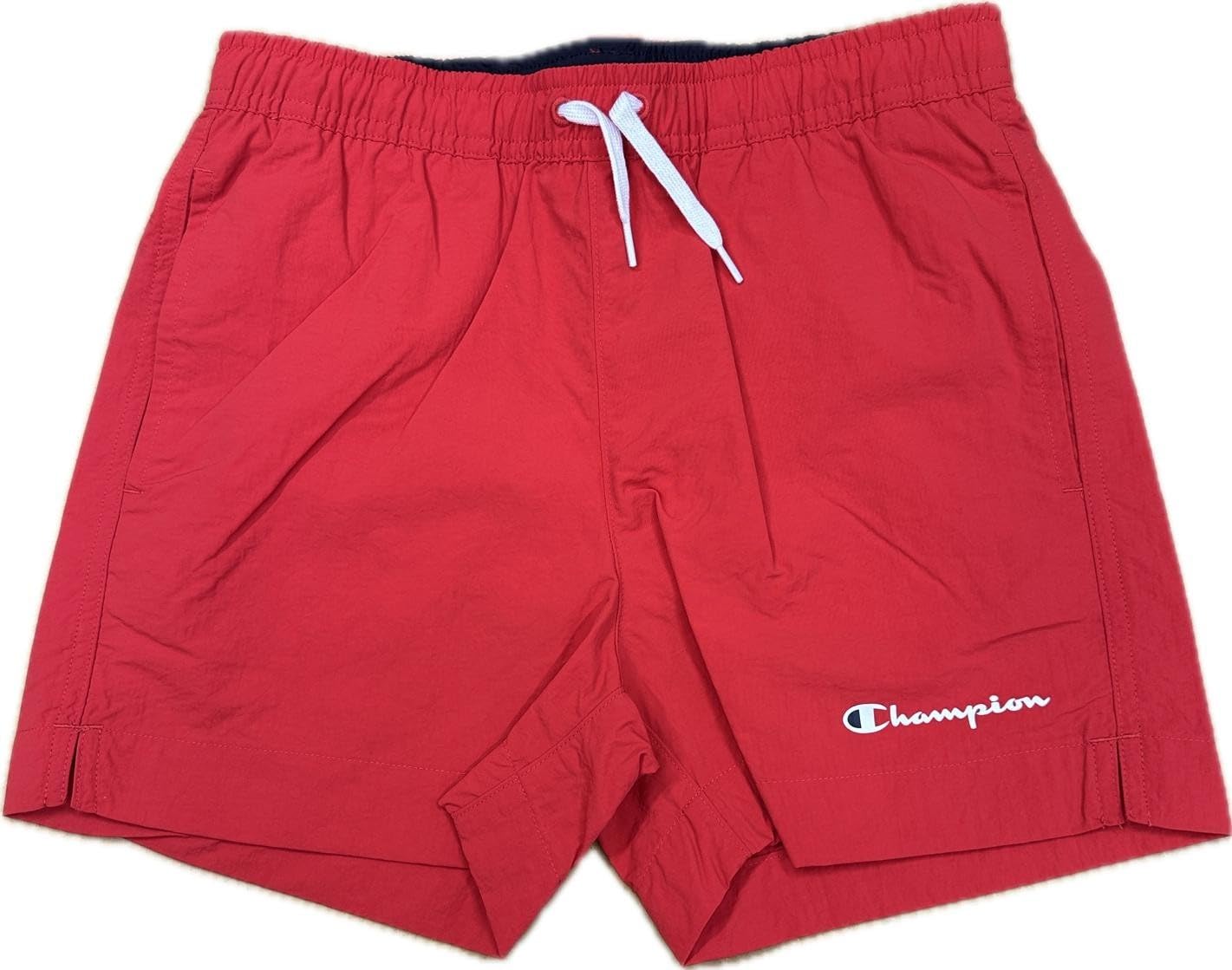 Champion Legacy Icons Beachshorts B-​Crinkle Taslon Small Script Logo Traje de pantalón Corto Niños y Adolescentes, Rojo, 13-​14 Años