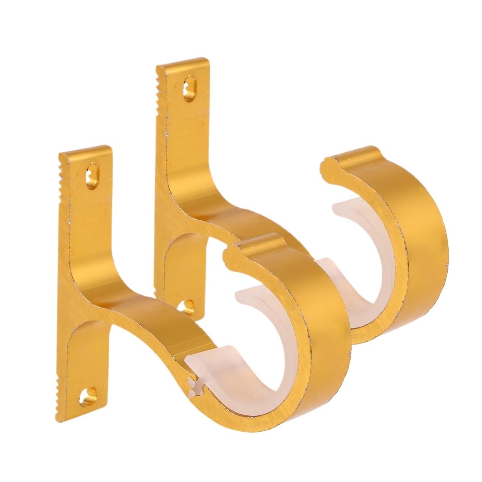 RUWLFE 4 Pcs Curtain Rod bracket Aluminium Alloy Thick Single Mounting Bracket Heavy Duty Metal Pole Support Holder for Poles, Wall Rod(Gold)