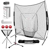 PowerNet Baseball Softball Practice Net 7x7 with Baseball Accessories for Practice Pitching & Batting, Ball Caddy, Weighted Baseballs, Tee (Ultimate Training Kit, Black)