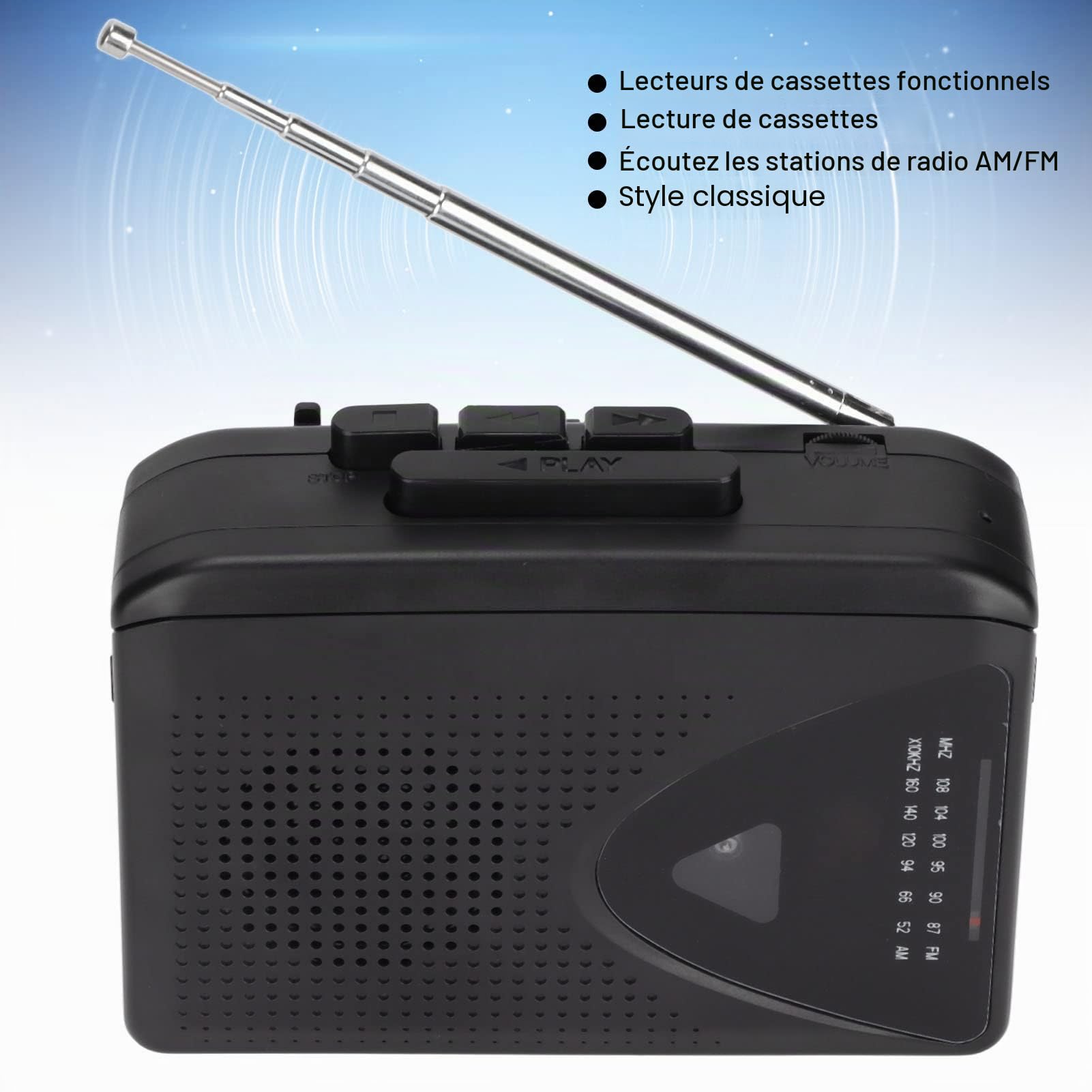 Lecteur de Cassettes Portable Style Classique, Enregistreur Audio Musique avec Convertisseur Numérique pour Conversion Analogique
