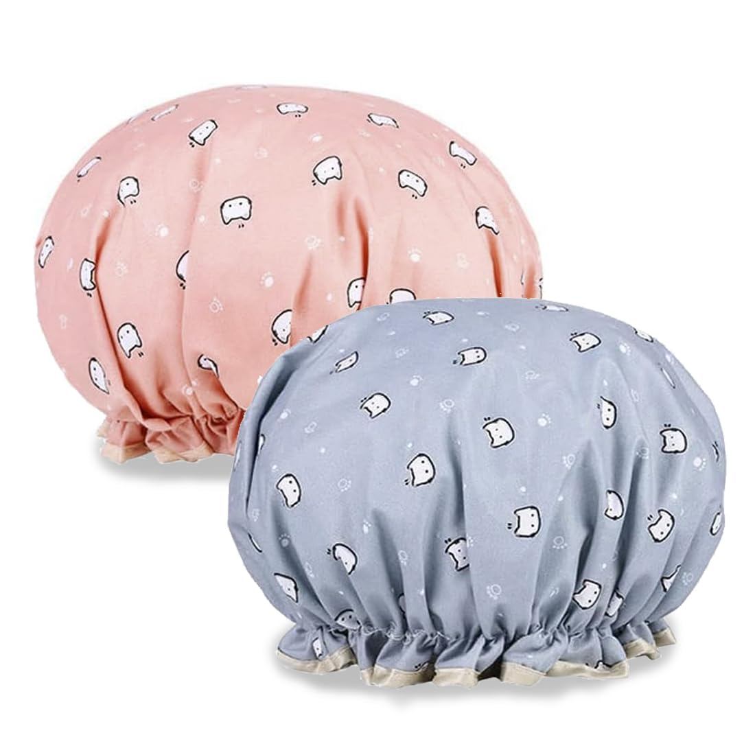 Reccisokz Gorro De Ducha Impermeable De 2 Piezas,Gorro De Ducha Para Mujeres,Gorro De Pelo De Doble Capa Reutilizable Con Elástico,Salón De Spa Para Mujeres Travel Hotel Home