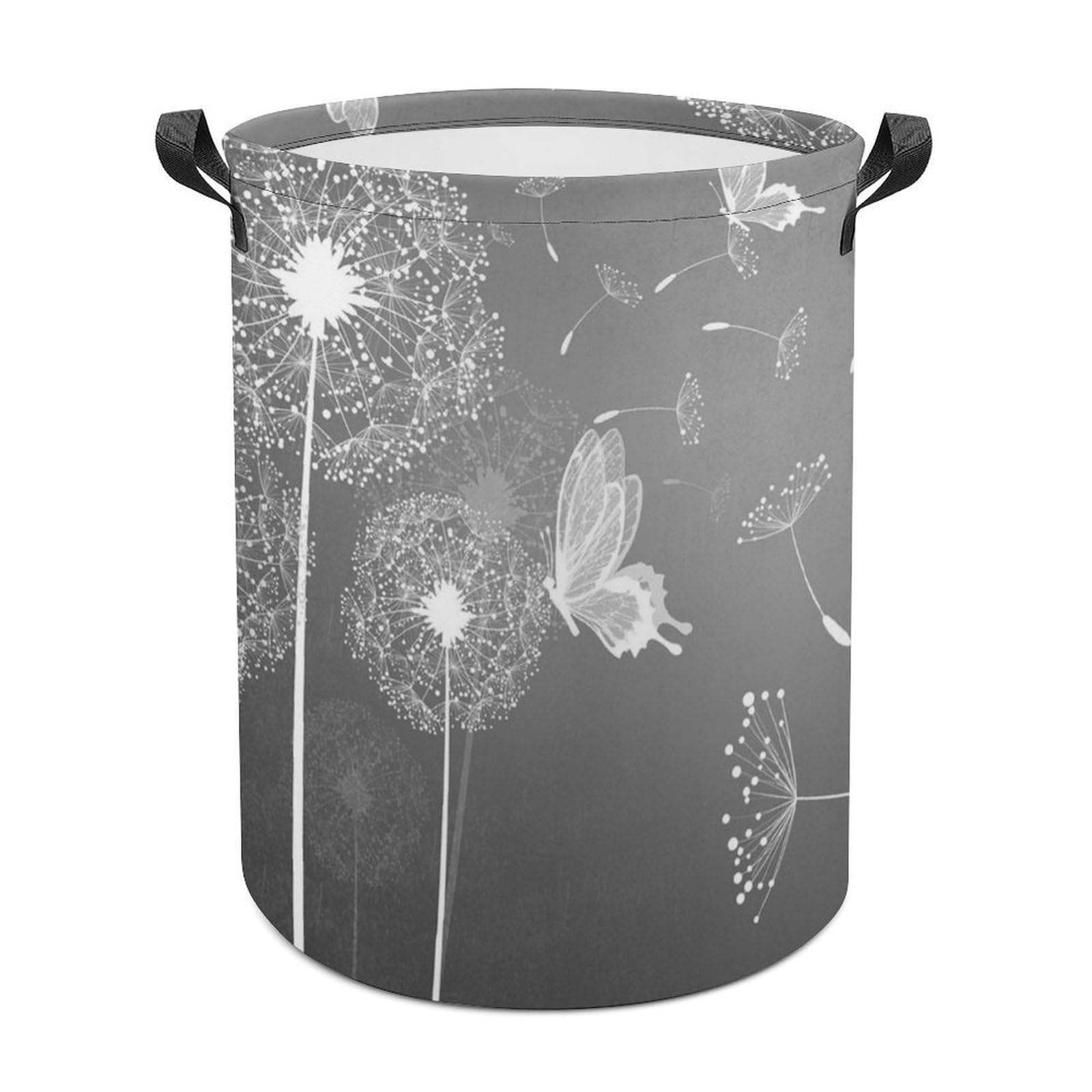 MHYRAC Laundry Hamper, White Butterfly And Dandelion Laundry Basket, Washing Basket with Handle