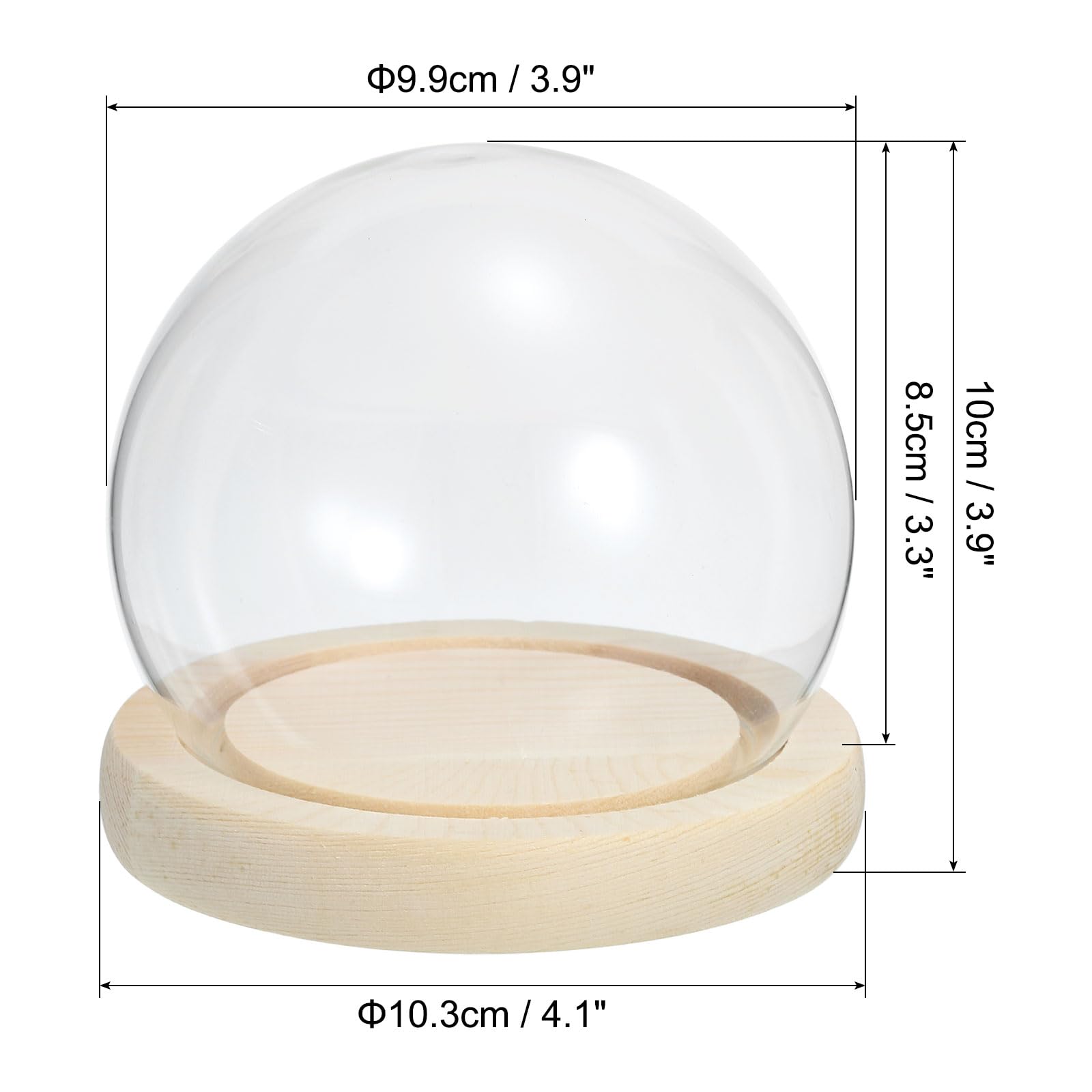 PATIKIL 4" Clear Cloche Glass Dome - Image 2