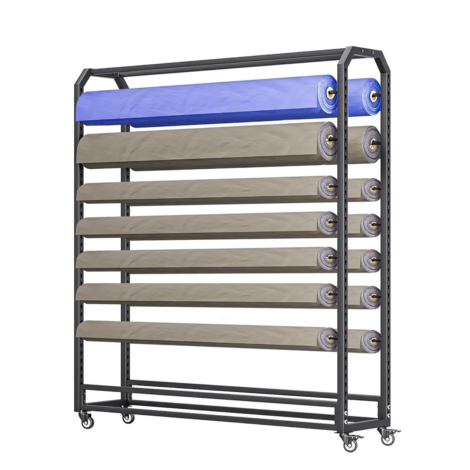 Generico Grande Organizer in Metallo da 170 cm per Rotoli di Tessuto - Robusto scaffale portaoggetti per Vinile, tovaglie, pellicole in PVC, Rivestimenti per Auto, Soluzione espositiva Commerciale, d