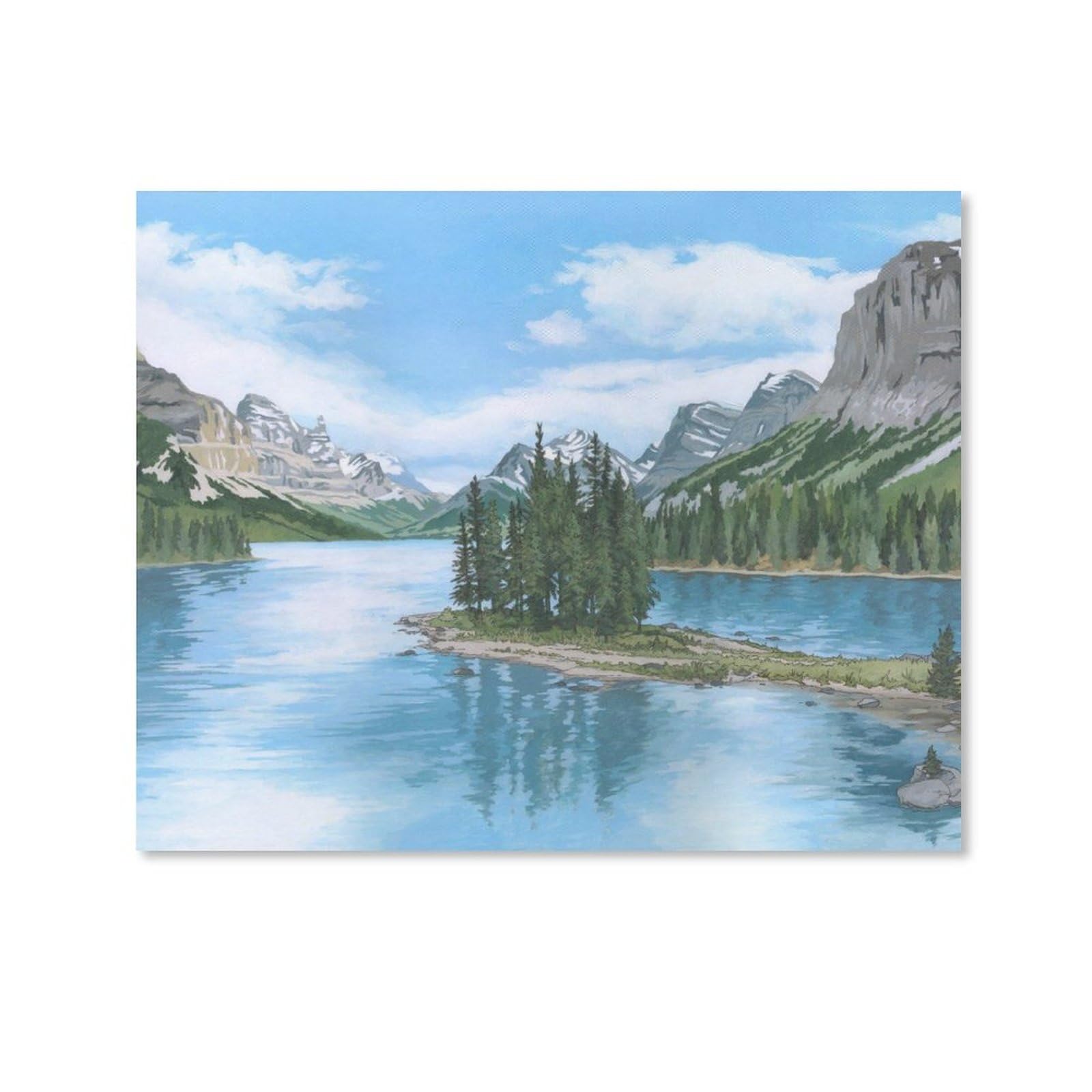 Amazon.co.jp: 絵画 湖畔の山の風景画インテリア 絵画 カナダの現代