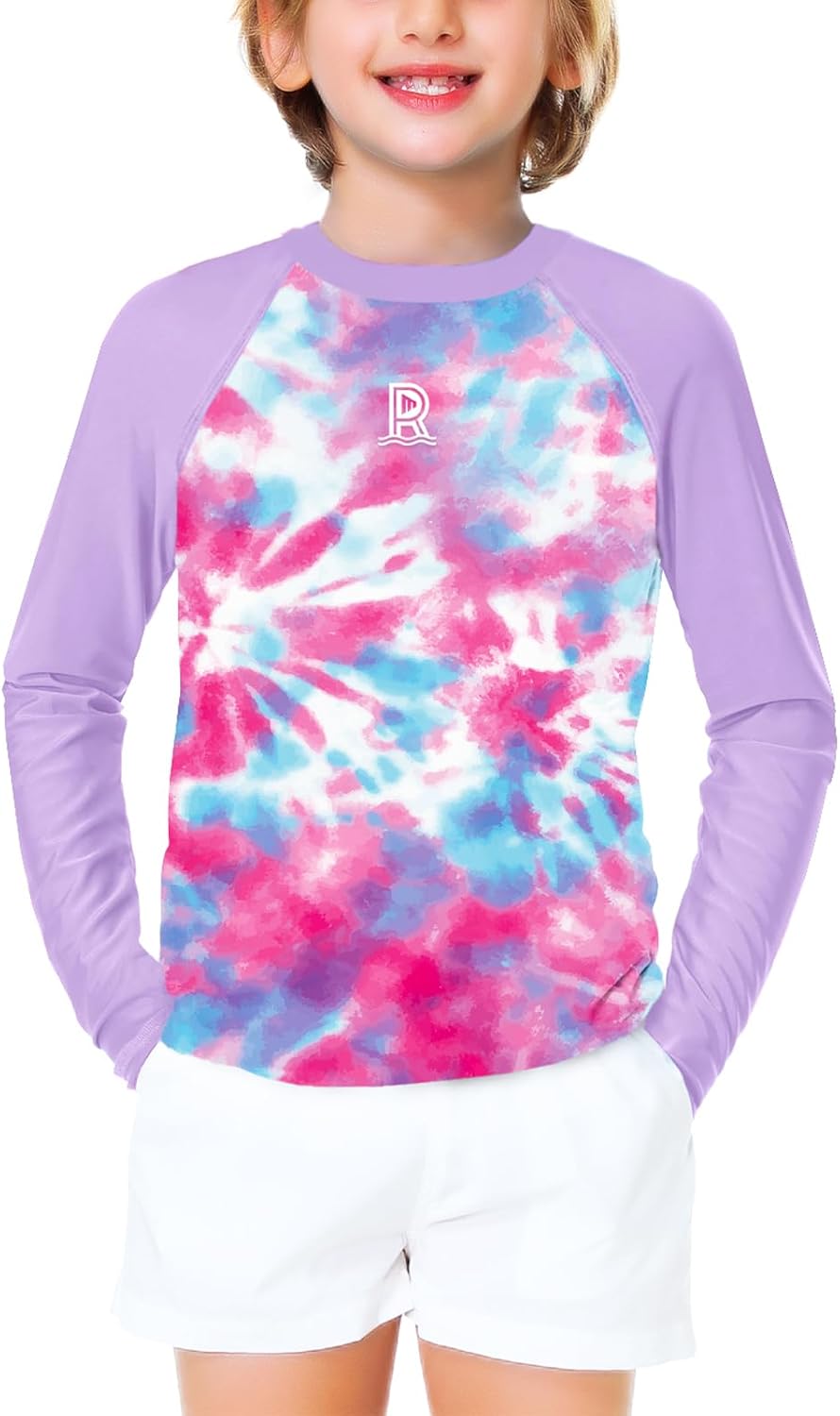 Remimi Boys Girls Long Sleeve Rash Guard UPF 50 Sun Protection Surf Swim Shirt 3-12 Years