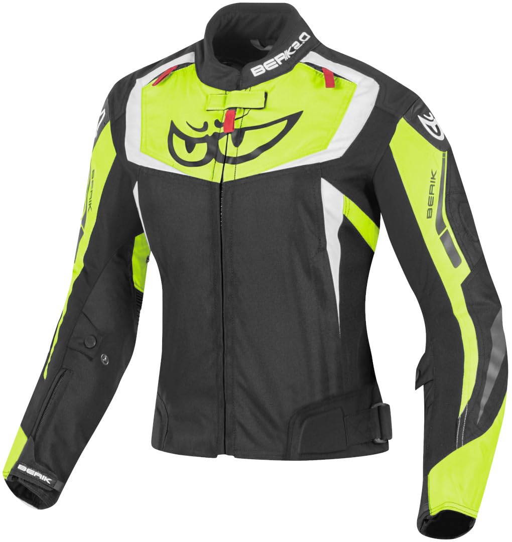 Berik Bad Eye wasserdichte Damen Motorrad Textiljacke, schwarz/gelb, 42 | Wasserdicht