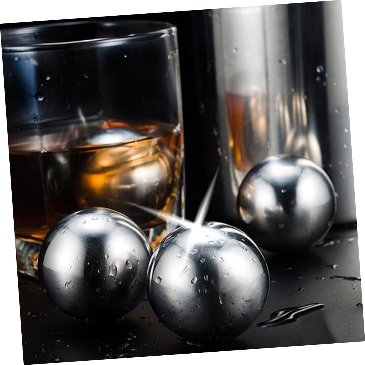 Whisky Ice Stones Reusable Ice Balls Stainless Steel Whiskey Rocks for Home Bar Grey Wine Chiller