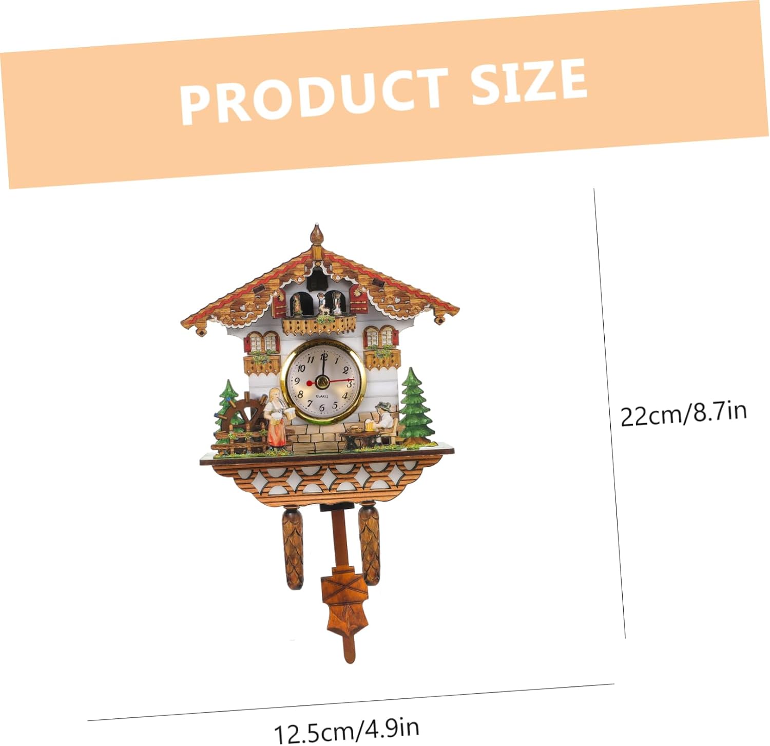 Garneck Handcrafted Cuckoo Wall Clock Retro with Pendulum Construction Decorative Hanging Clock for Living Bedroom Office