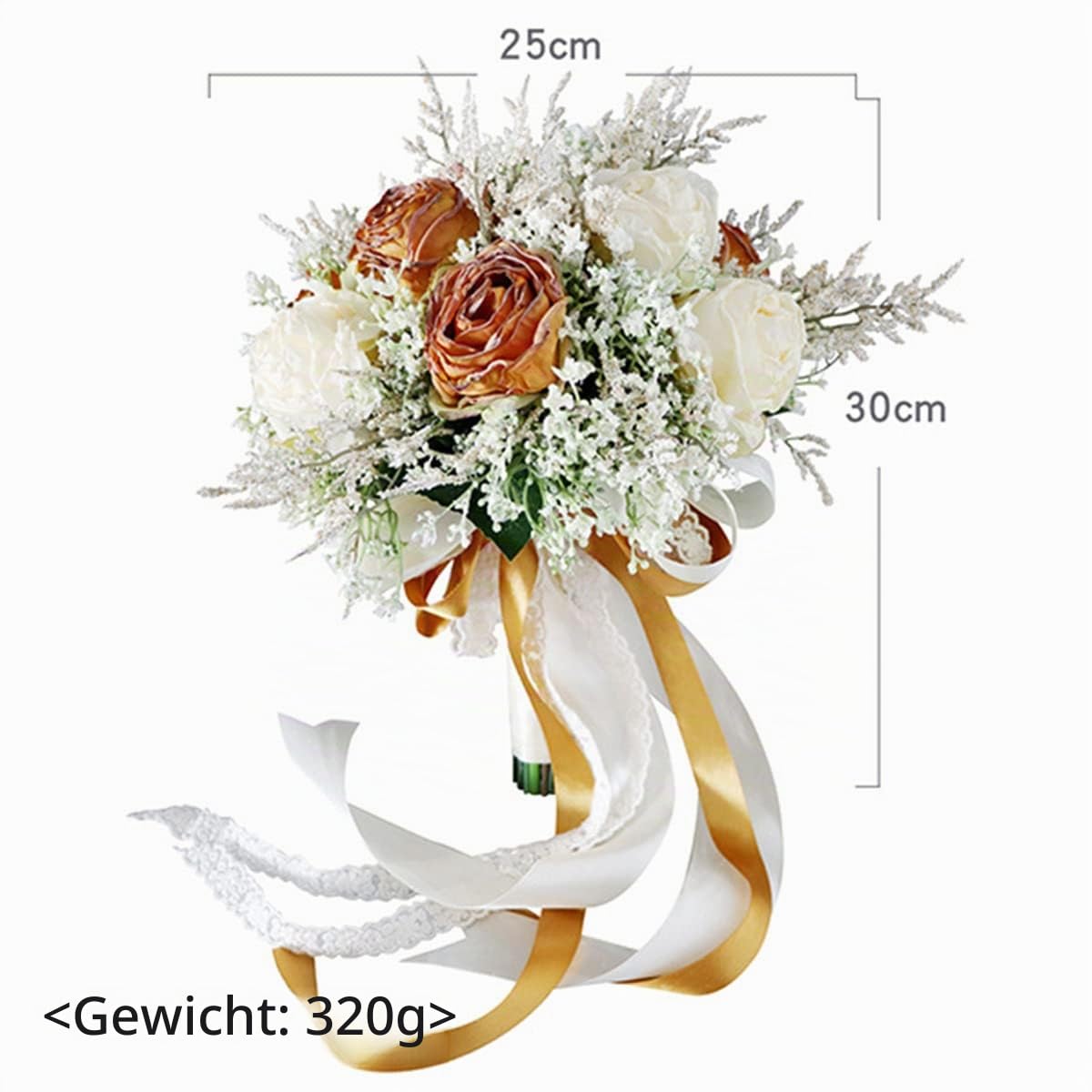 Hochzeit Bouquet für Braut - Karamell Gebrannt Rand Rose, Künstliche Blumensträuße für Brautjungfer, Hochzeit Dekoration