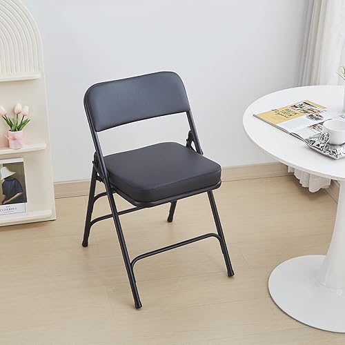 Miniatura 2 de KAIHAOWIN Juego de 2 sillas plegables de alta resistencia, acolchadas, plegables, cómodas, tapizadas, con respaldo alto y orificio para mango, para