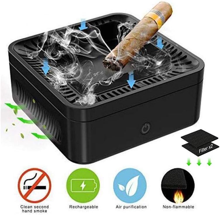 Argonv Air Purifier Multifunction Ashtray Filter Air Freshener Negative Ion Secondhand Remover for Home,Office,Car USB Rechargeable Black