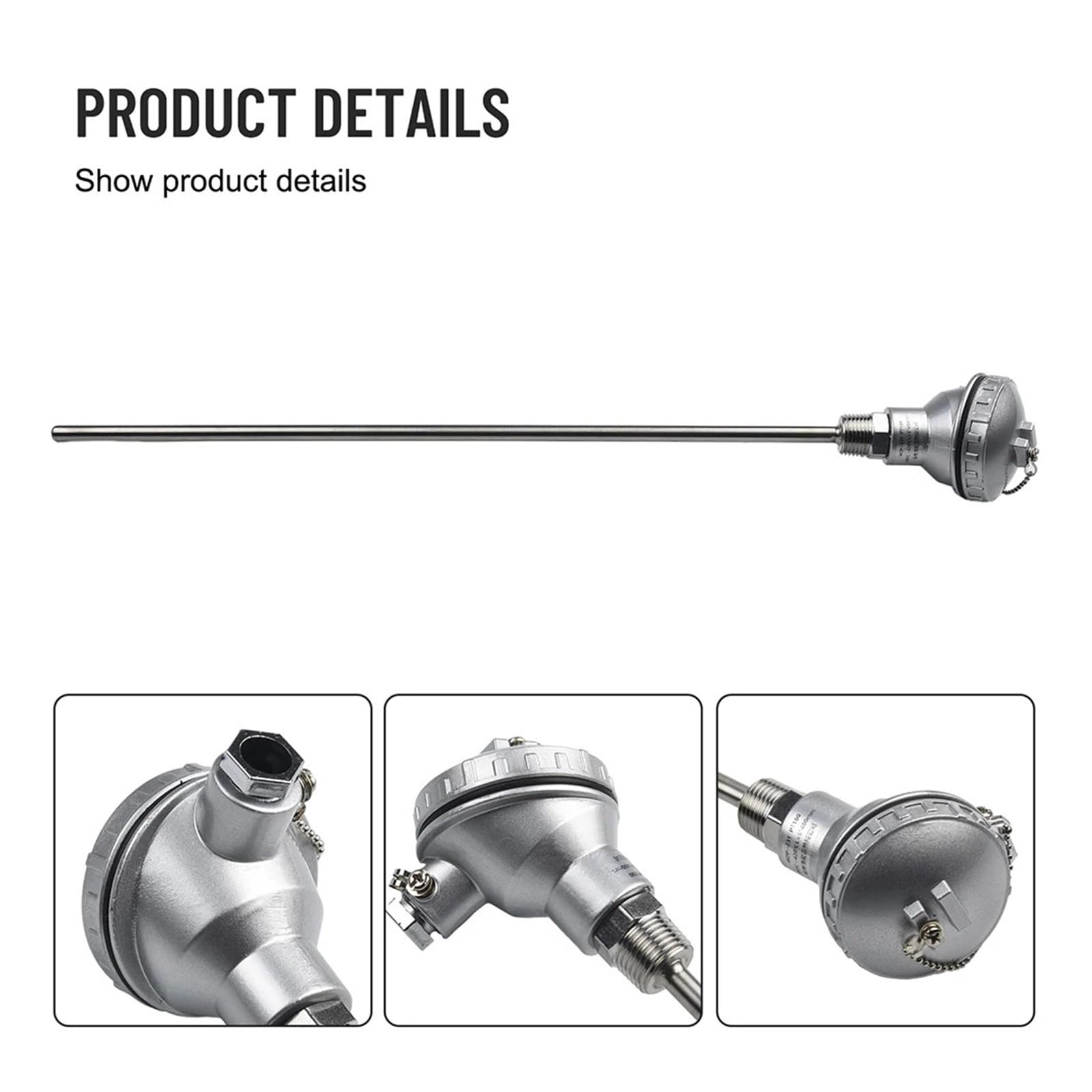 1 sonda sensore di Temperatura RTD PT100 con Filettatura da 1/2" e Testa terminale termocoppia