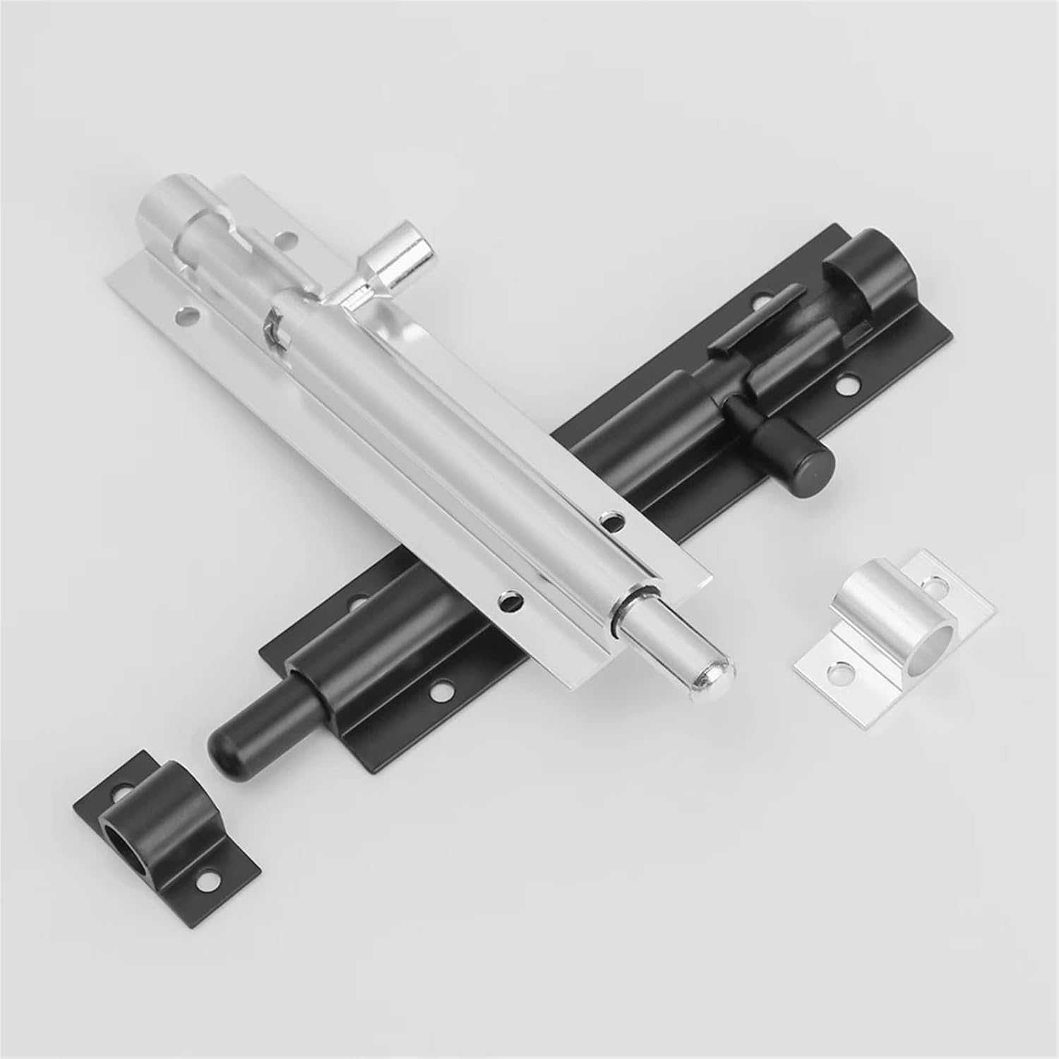2/3/4/5/6/8inch Black Silver Barrel Aluminum Alloy Door Latch for Home Hardware Gate Safety Door Bolt Tower Window Catch Lock 1Pcs(Grey,8inch)