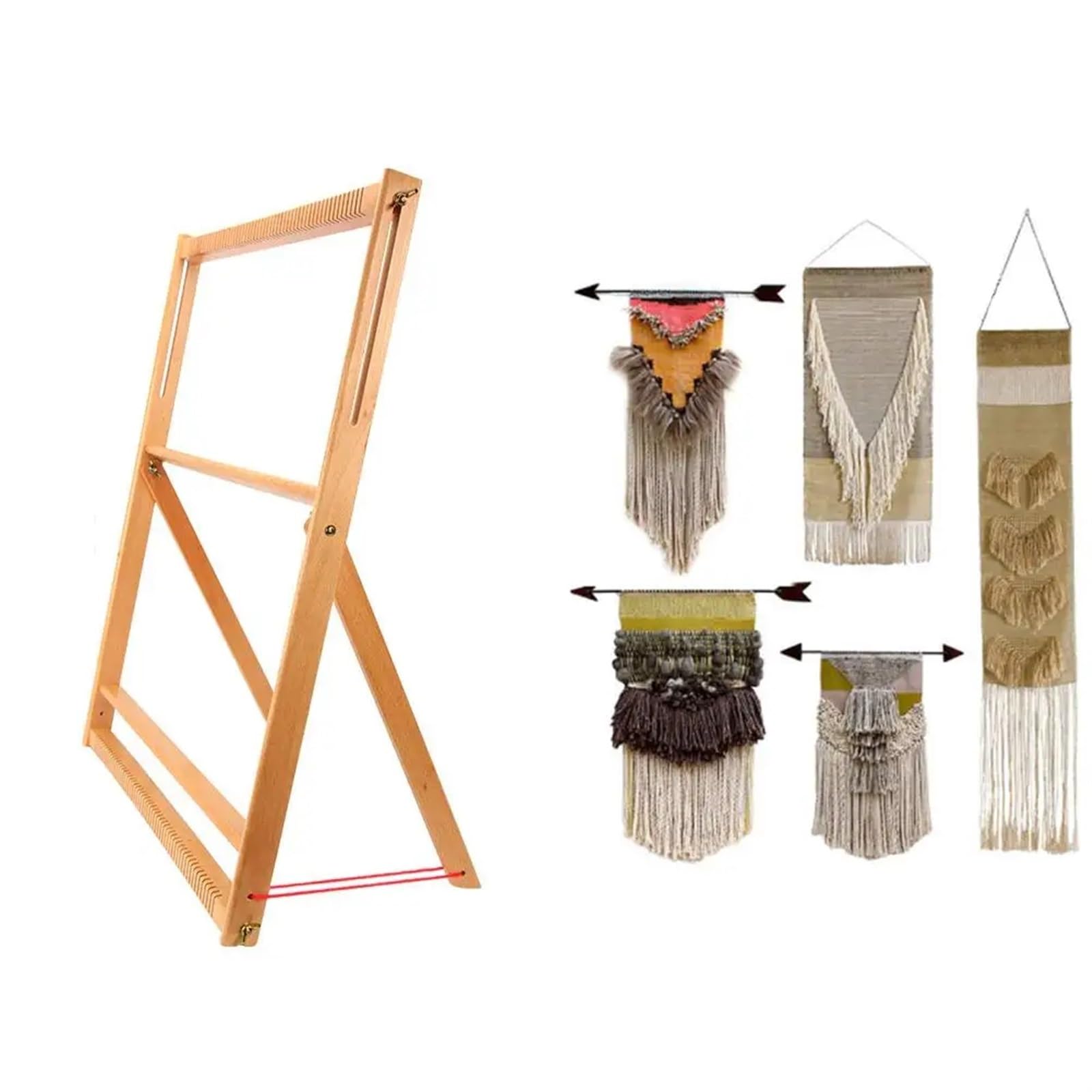 Telar con Soporte Kit de Tejido de Telar Kit de Telar de Madera Máquina de Tejer Grande Hecha a Mano