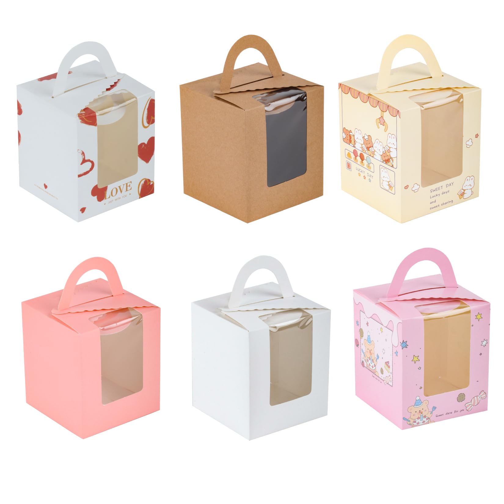 36 Pcs Single Cupcake Boxes Individual Cake Clear Window Bakery Containers