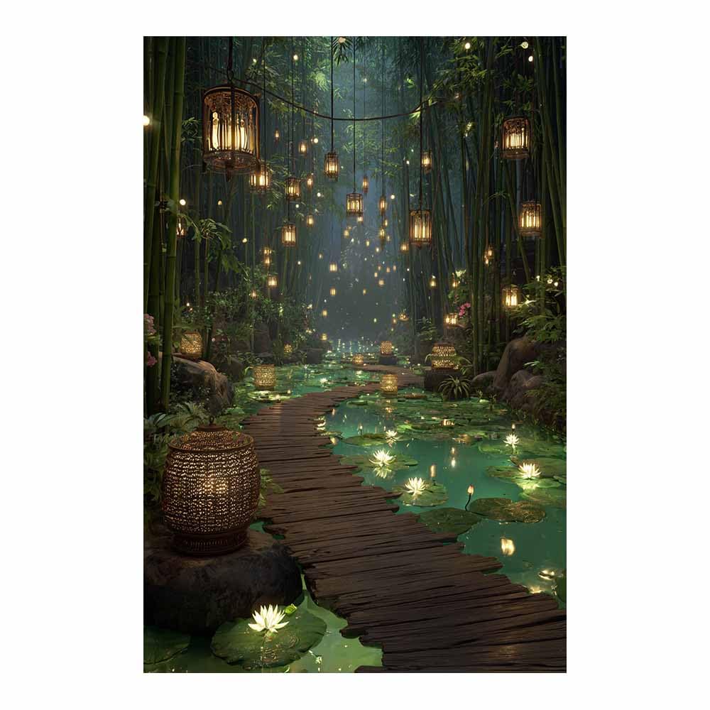 XENIOU Canvas Wall Art Magical Bamboo Pond modern canvas wall art, decorative paintings, canvas painting wall art for Home Decor.(Multicolor)-20x30cm Unframed